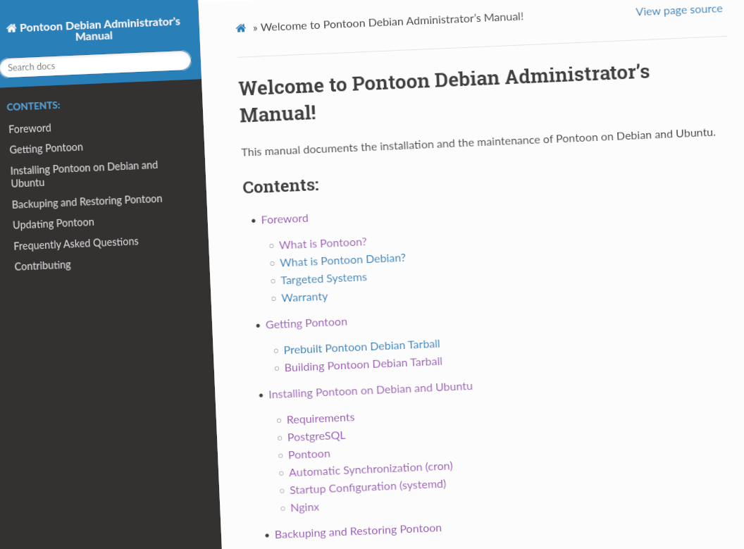 Capture d'écran du manuel de Pontoon Debian